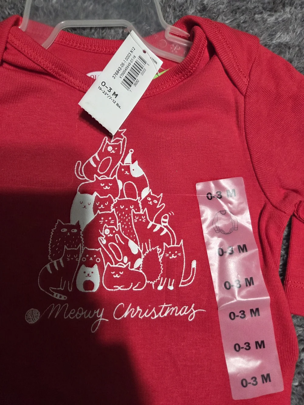 Old Navy Red 'Meowy Christmas' Long-Sleeve Baby One-Piece